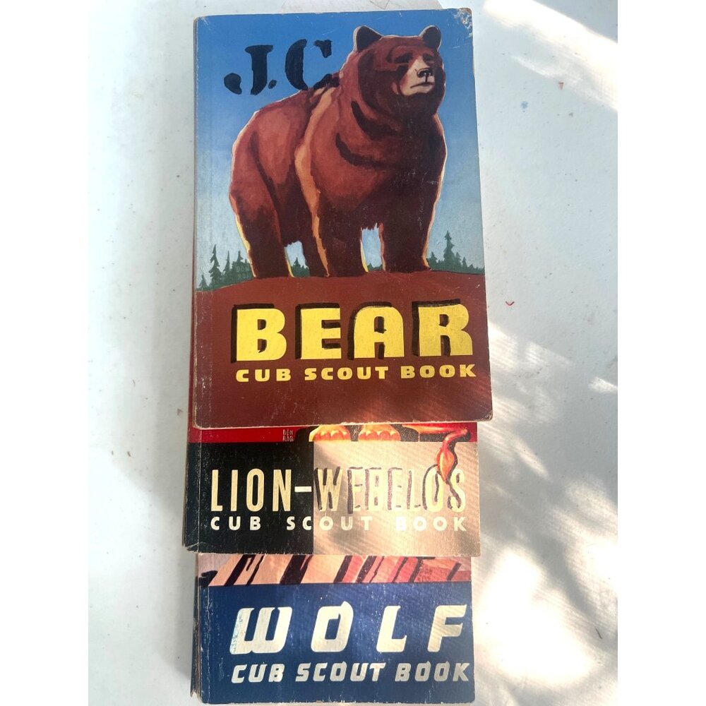 Vintage Cub Scout Books Trio: Wolf Bear & Lion-Webelos Editions 1954 Illustrated